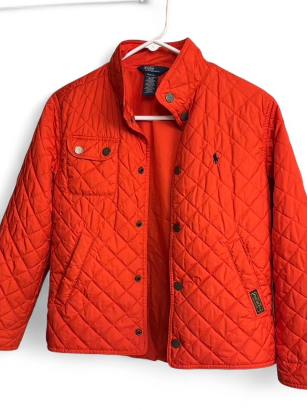 Polo by Ralph Lauren Bright Orange Quilted Puffer Jacket